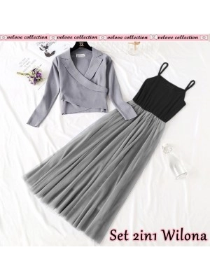 Baju Korea St Wilona 2In1 Vl Abu