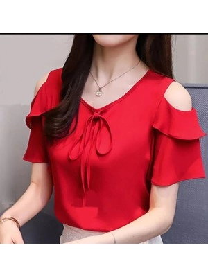 Baju Korea Blouse Syantik Ro Red