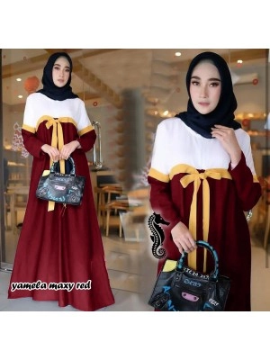 Baju Korea Hj Maxi Yamela Ij Red