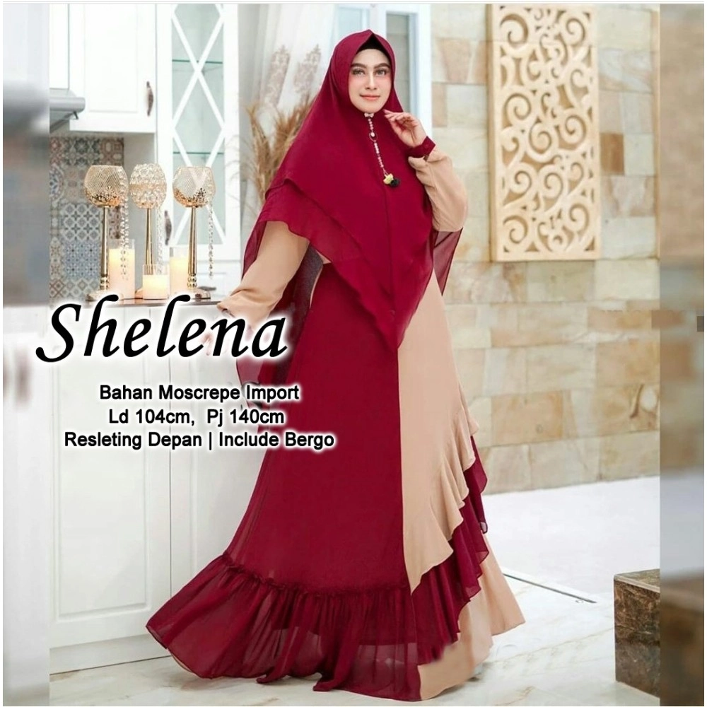 Baju Korea Hj Syari Shelena Us Maroon
