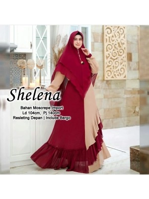 Baju Korea Hj Syari Shelena Us Maroon