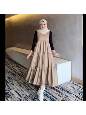 Baju Korea Overall Drs Sakura Sf Cream