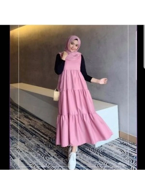 Baju Korea Overall Drs Sakura Sf Pink