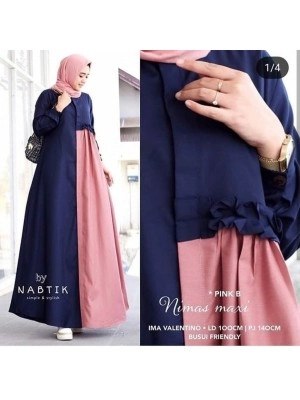 Baju Korea Gamis Nimaza Oz Navy