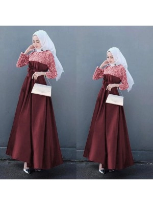 Baju Korea Hj Maxi Selina Dc Maroon