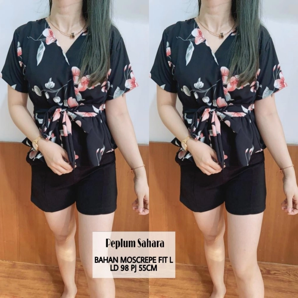 Baju Korea Top Peplum Sahara