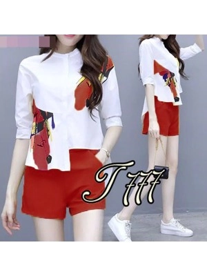 Baju Korea St Della Pendek Maroon