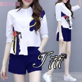 Baju Korea St Della Pendek Navy