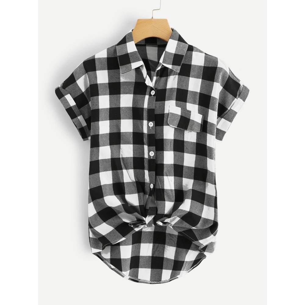 Baju Korea Kmj Selvy Kotak Gf Hitam