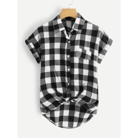 Baju Korea Kmj Selvy Kotak Gf Hitam