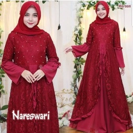 Baju Korea Hj Maxi Nareswari Fe Maroon