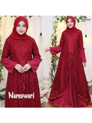 Baju Korea Hj Maxi Nareswari Fe Maroon