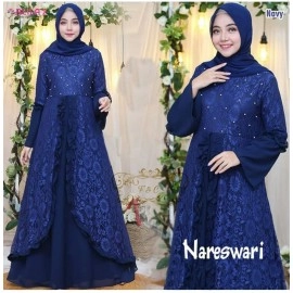 Baju Korea Hj Maxi Nareswari Fe Navy
