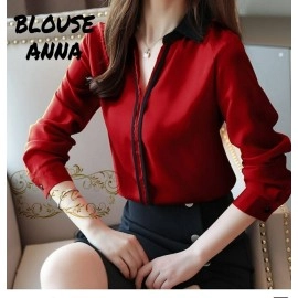 Baju Korea Top Anna Ff Maroon