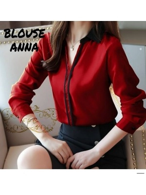 Baju Korea Top Anna Ff Maroon