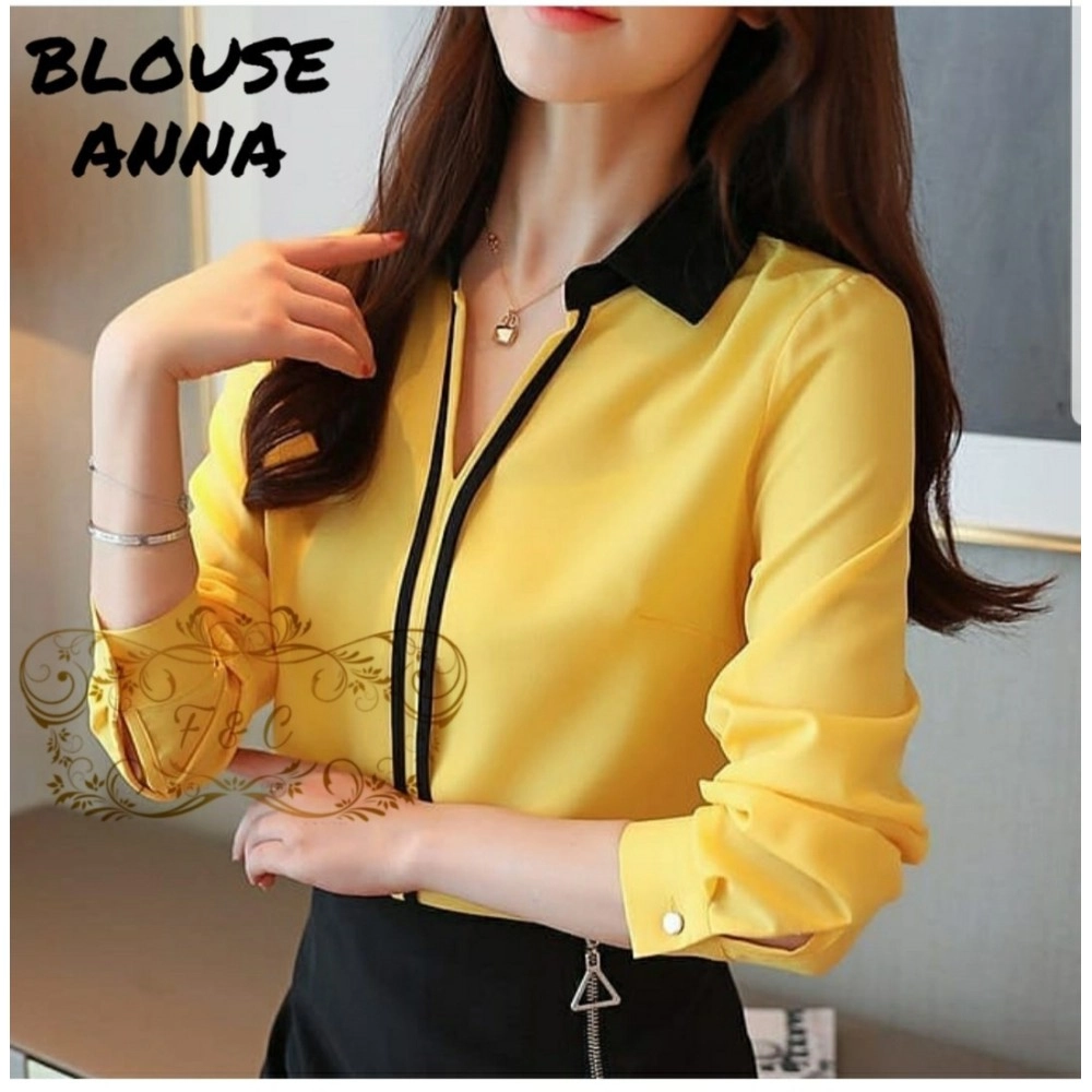 Baju Korea Top Anna Ff Mustard