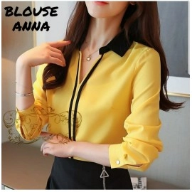 Baju Korea Top Anna Ff Mustard
