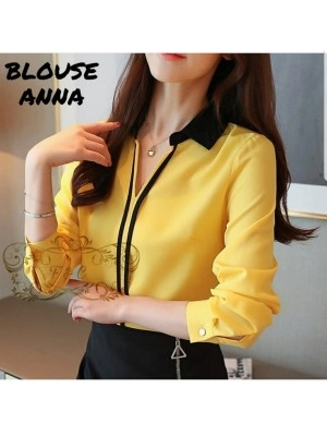 Baju Korea Top Anna Ff Mustard