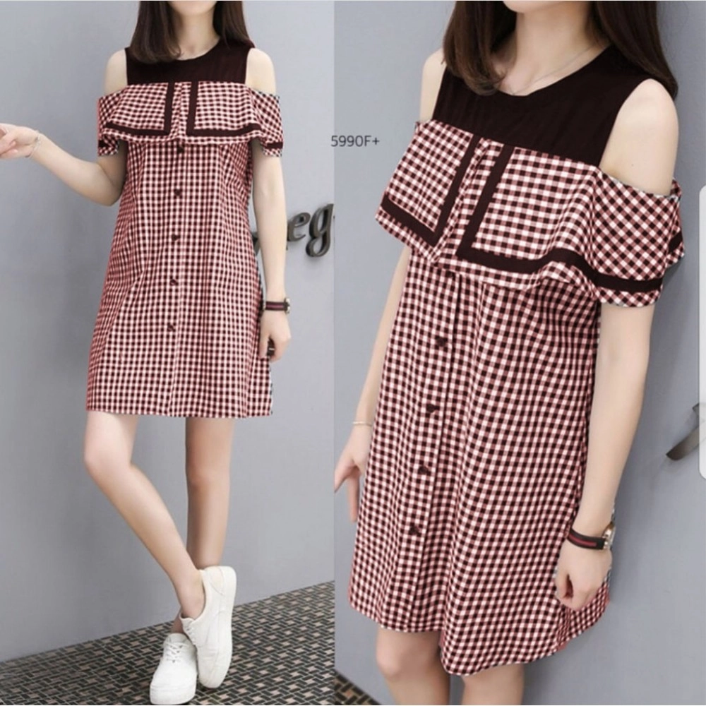 Baju Korea Top Isyana Kotak Hn Maroon Baju Korea Top Isyana Kotak Hn Maroon