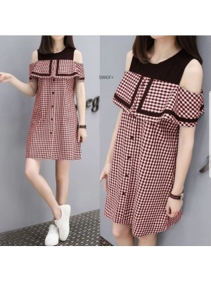 Baju Korea Top Isyana Kotak Hn Maroon