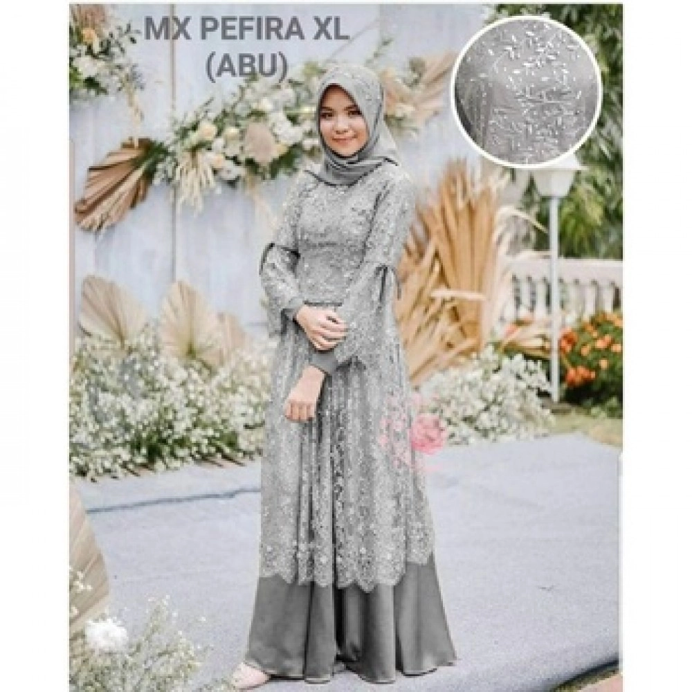 Baju Wanita Hj Maxi Pefira Pearl Mb Abu Baju Wanita Hj Maxi Pefira Pearl Mb Abu
