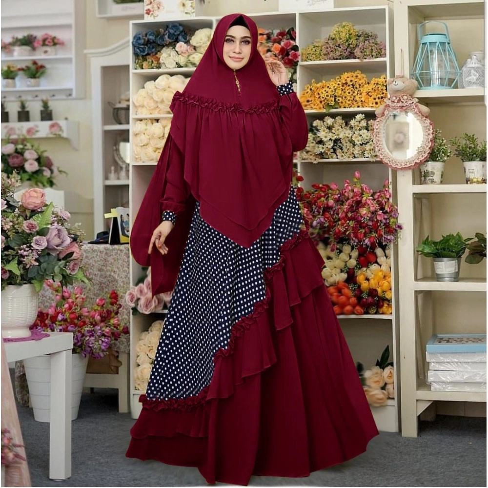 Baju Korea Hj Syari Ekaria Polka Jc Maroon Baju Korea Hj Syari Ekaria Polka Jc Maroon