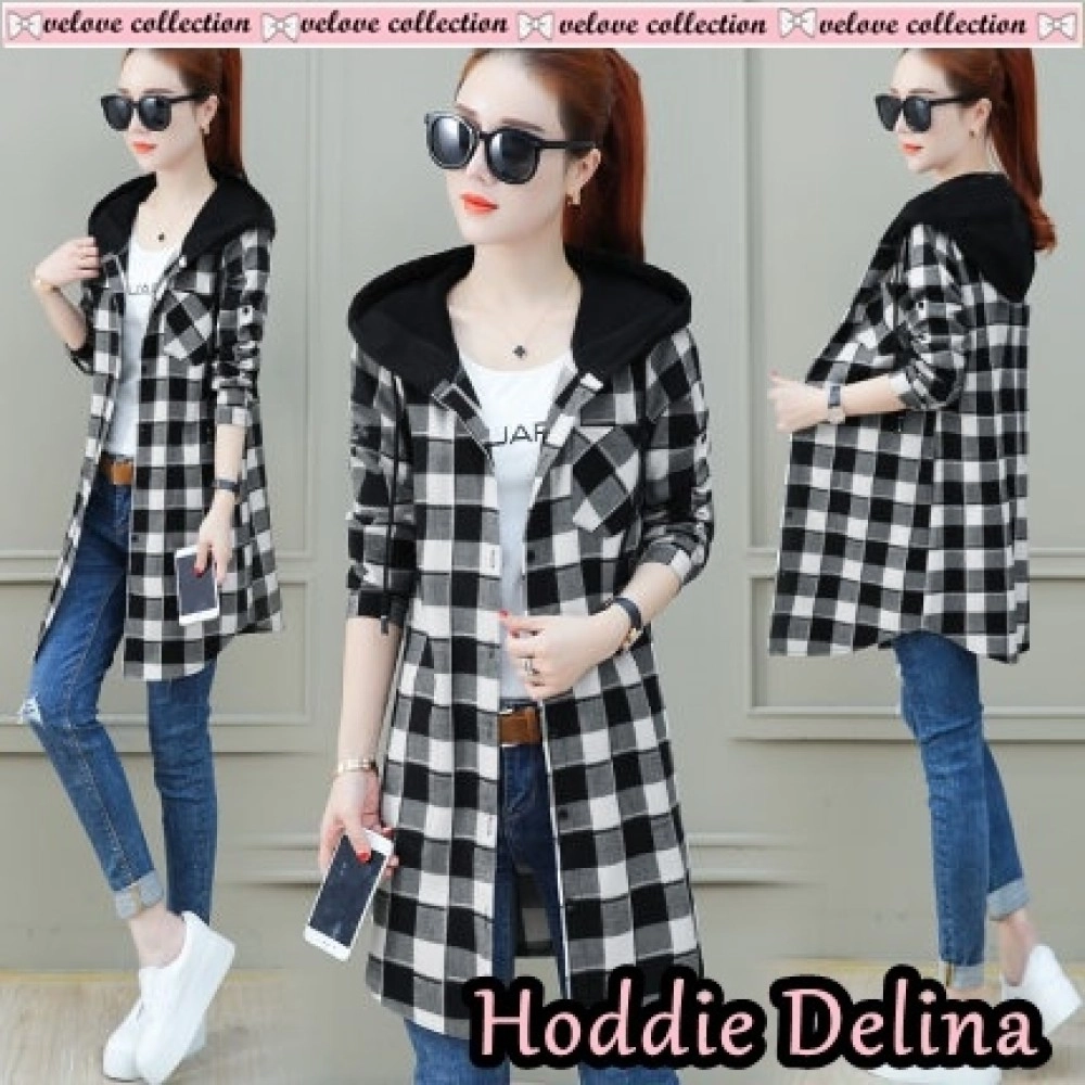 Baju Wanita Outer Hoodie Delina Vl Hitam Baju Wanita Outer Hoodie Delina Vl Hitam