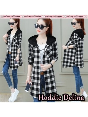Baju Wanita Outer Hoodie Delina Vl Hitam