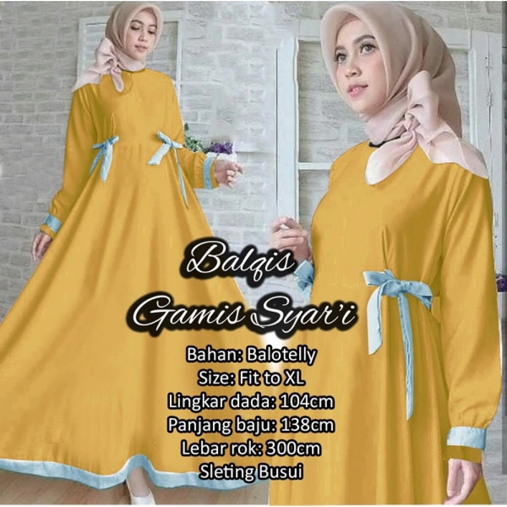 Baju Wanita Hj Maxi Balqis Mustard