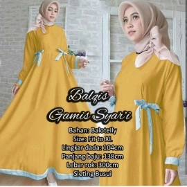 Baju Wanita Hj Maxi Balqis Mustard