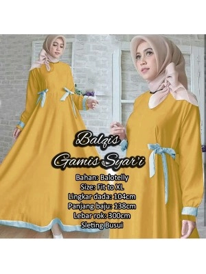 Baju Wanita Hj Maxi Balqis Mustard