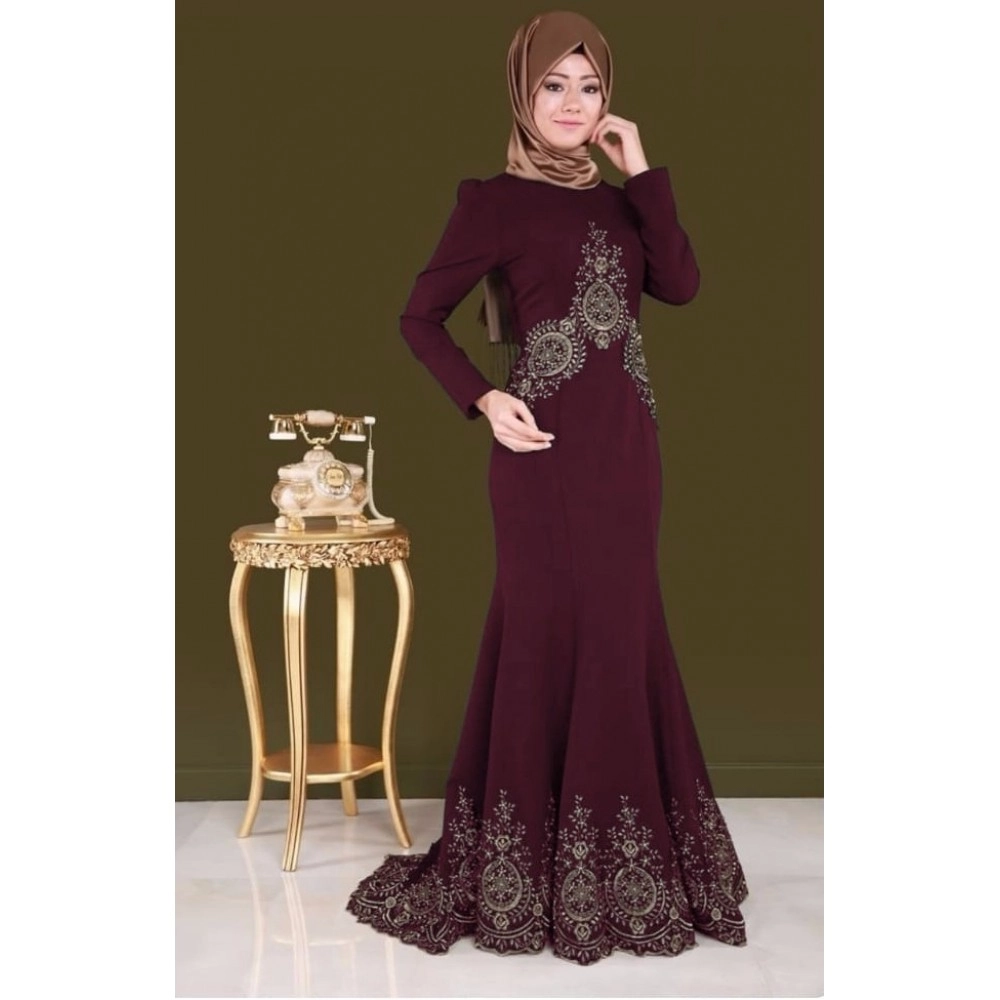 Baju Wanita Hj Duyung Turkey Bordir Maroon Baju Wanita Hj Duyung Turkey Bordir Maroon