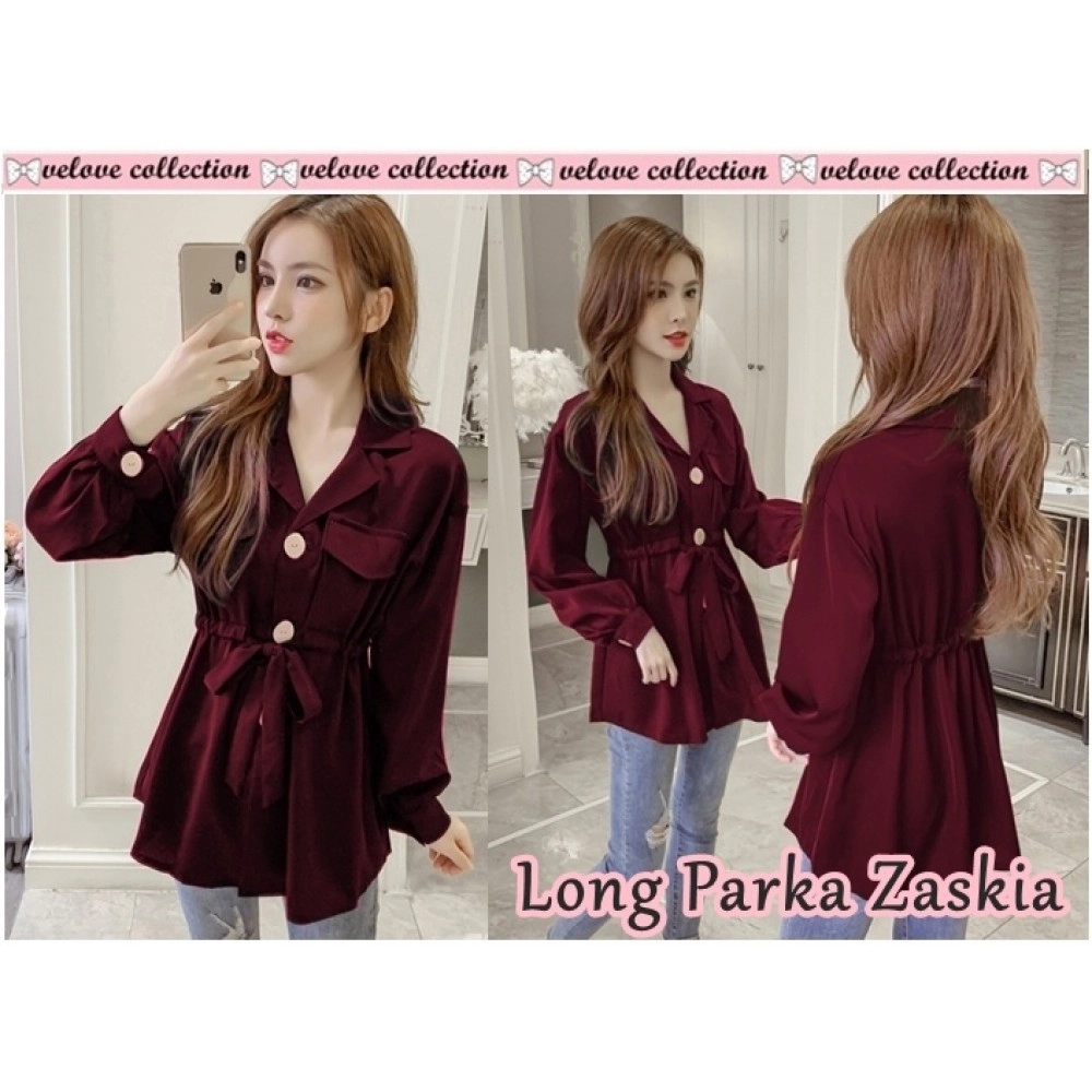 Baju Wanita Long Parka Zaskia Vl Maroon