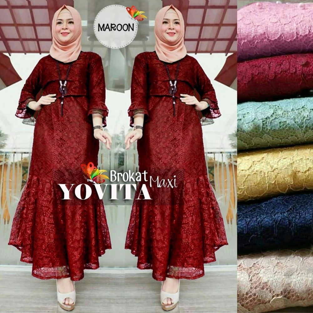 Baju Wanita Hj Maxi Yovita Jc Maroon Baju Wanita Hj Maxi Yovita Jc Maroon
