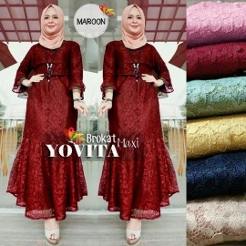 Baju Wanita Hj Maxi Yovita Jc Maroon