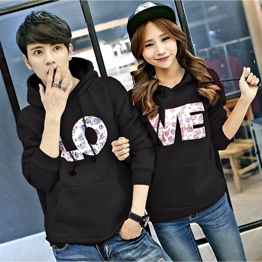 Baju Couple Cp Love Hoodie Mb Hitam