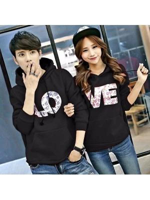 Baju Couple Cp Love Hoodie Mb Hitam