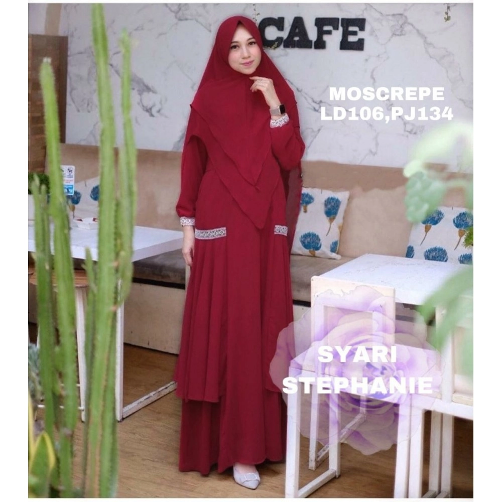 Baju Korea Hj Syari Stephanie Rd Maroon Baju Korea Hj Syari Stephanie Rd Maroon