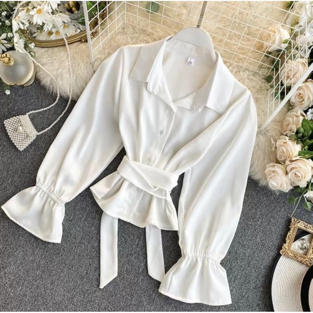 Baju Korea Blouse Velyn Oz Putih