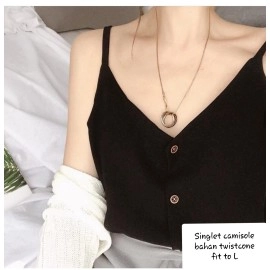 Baju Korea Top Singlet Camisole Ms Hitam