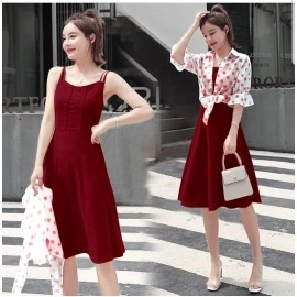 Baju Korea St Lalia Rompi Ff Maroon
