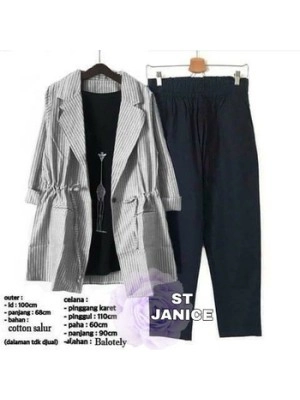 Baju Wanita St Janice Stripe Rd Hitam