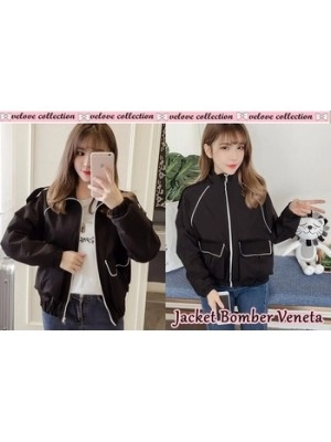 Baju Wanita Jkt Bomber Veneta Vl Hitam
