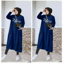 Baju Korea Tunik Laqu Ff Navy