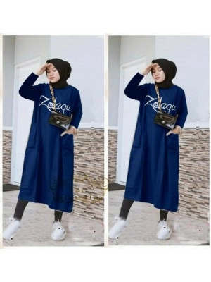 Baju Korea Tunik Laqu Ff Navy
