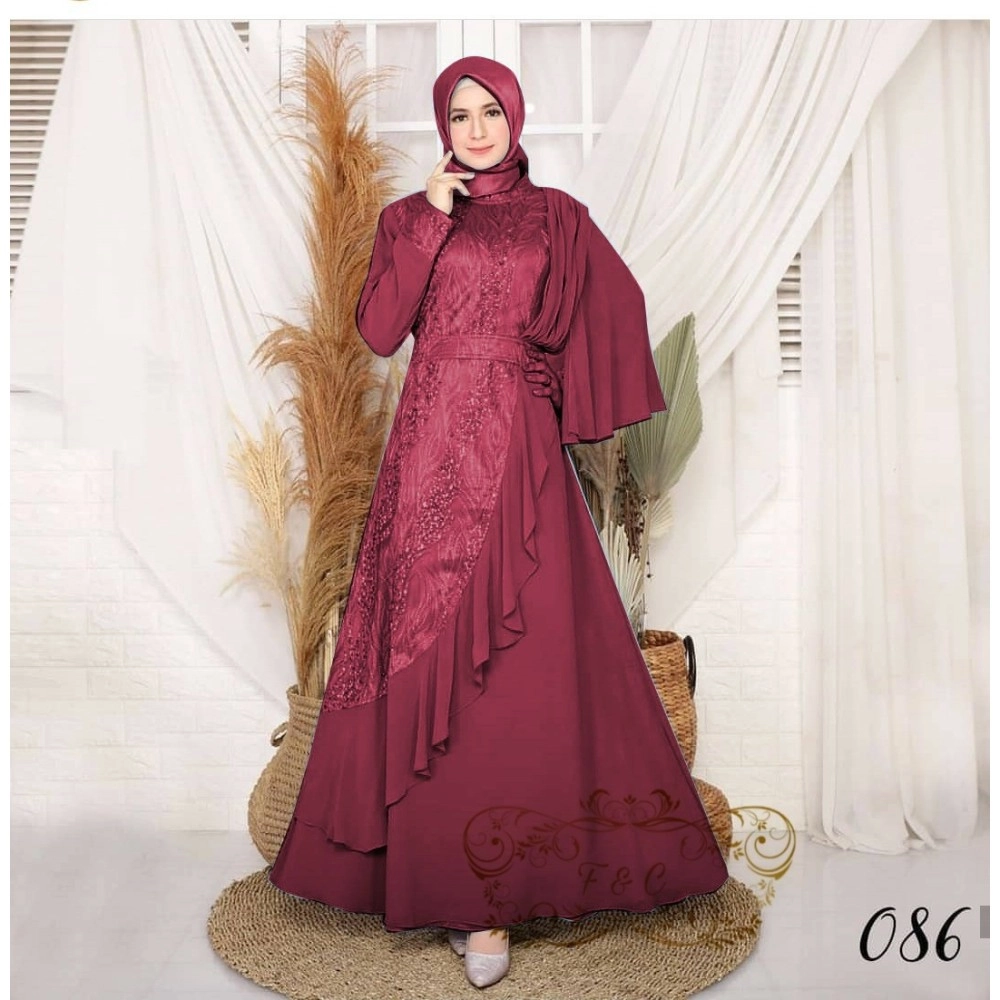 Baju Korea Hj Maxi Madalena Ff Maroon Baju Korea Hj Maxi Madalena Ff Maroon