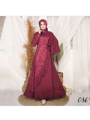 Baju Korea Hj Maxi Madalena Ff Maroon
