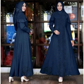 Baju Korea Hj Maxi Fortune Moscrep Ff Navy