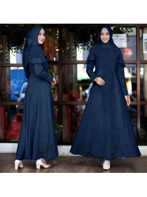 Baju Korea Hj Maxi Fortune Moscrep Ff Navy