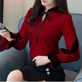 Baju Korea Blouse Thalia Maroon Ff